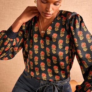 Cabi Floral Black Blouse